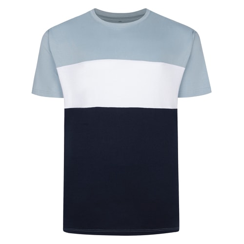 Bigdude Striped Cut & Sew T-Shirt Light Blue/White/Navy Tall