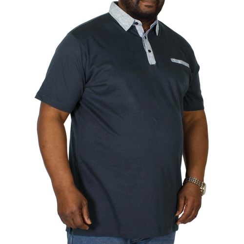 Bigdude Contrast Jersey Polo Shirt Navy