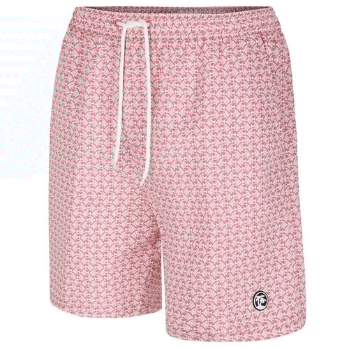 Espionage Geometric Fish Print Water Shorts Mauve/White