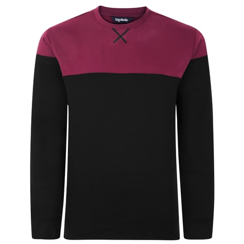 Bigdude Colour Block Jumper Black/Burgundy