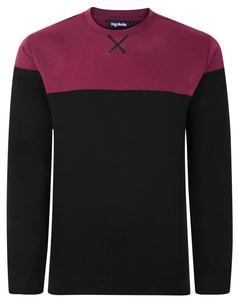 Bigdude Colour Block Jumper Black/Burgundy