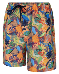 Espionage Tropical Leaf Print Swim Shorts Multi