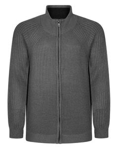 Bigdude Chunky Zip Through Knit Jumper Charcoal
