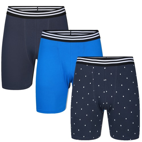 Bigdude 3 Pack Boxer Shorts Navy/Royal Blue