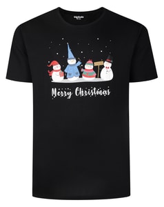 Bigdude Merry Christmas Print T-Shirt Black