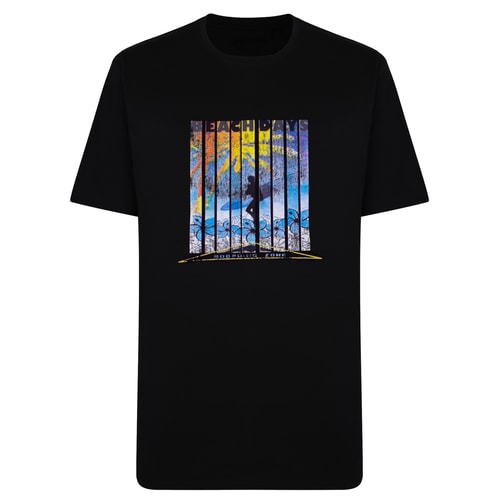 Cotton Valley Beach Day Surfer Print T-Shirt Black