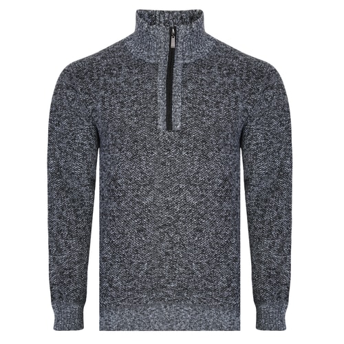 Bigdude Half Zip Knitted Jumper Charcoal Marl