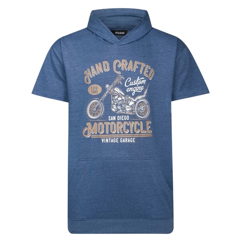 Bigdude Short Sleeve Print Hoody Dark Denim Marl