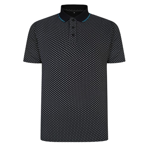 Bigdude All Over Print Jersey Polo Shirt Black