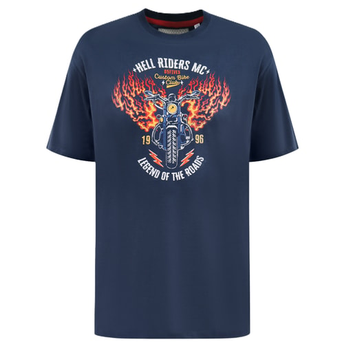 D555 Hockney Motorbike Printed T-Shirt Navy