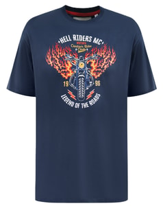D555 Hockney Motorbike Printed T-Shirt Navy