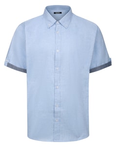 Bigdude Contrast Sleeve Button Down Collar Shirt Light Blue