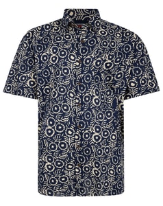 Espionage Abstract Print Shirt Navy/Ecru 