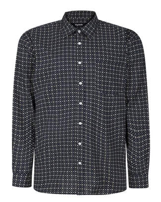 Bigdude Diamond Floral Long Sleeve Shirt Black