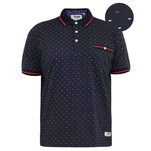 D555 Ashwell All Over Print Polo Shirt Navy