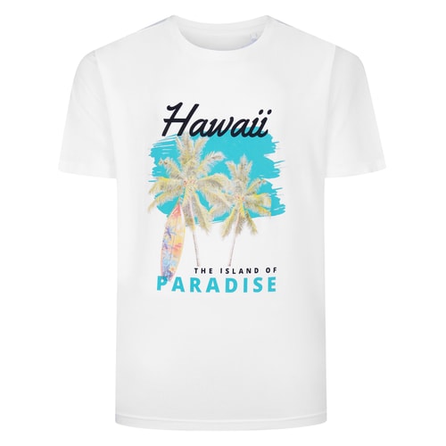 Bigdude Hawaii Paradise Print T-Shirt White