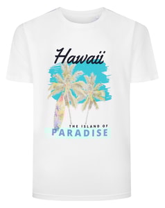 Bigdude Hawaii Paradise Print T-Shirt White