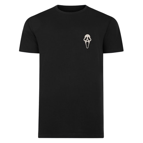 Bigdude Halloween Scary Mask Print T-Shirt Black
