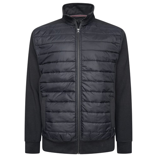 KAM Zip Thru Jacquard Self-Stripe Bubble Top Jacket Black