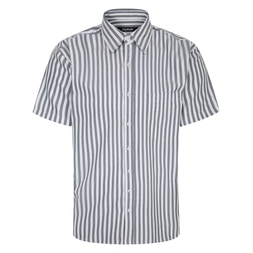 Bigdude Short Sleeve Striped Summer Shirt Charcoal