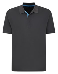 Bigdude Contrast Placket Polo Shirt Charcoal Tall