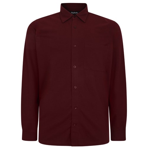 Bigdude Pique Long Sleeve Shirt Burgundy