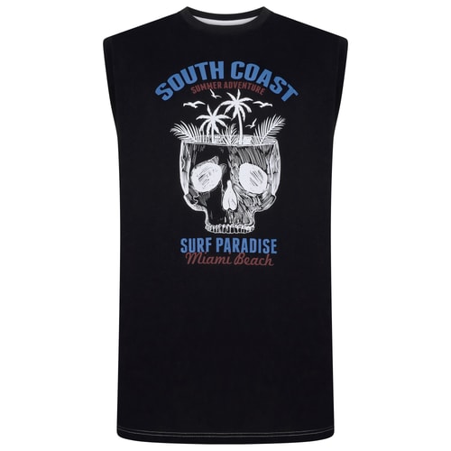 KAM South Coast Print Sleeveless Tee Black