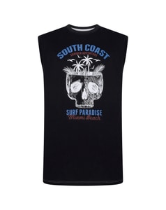 KAM South Coast Print Sleeveless Tee Black