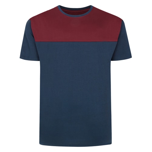 Bigdude Cut & Sew 2 Tone T-Shirt Navy/Burgundy