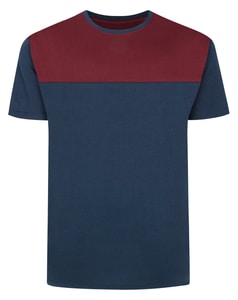 Bigdude Cut & Sew 2 Tone T-Shirt Navy/Burgundy