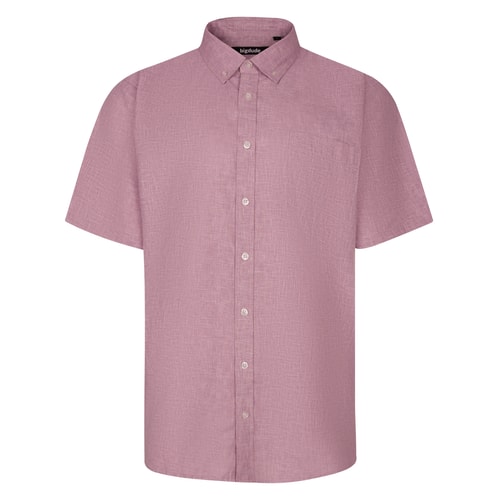 Bigdude Lightweight Linen Touch Button Down Collar Shirt Burgundy