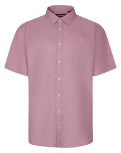 Bigdude Lightweight Linen Touch Button Down Collar Shirt Burgundy