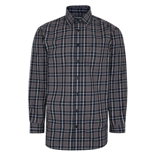 Bigdude Long Sleeve Woven Checked Shirt Black Tall