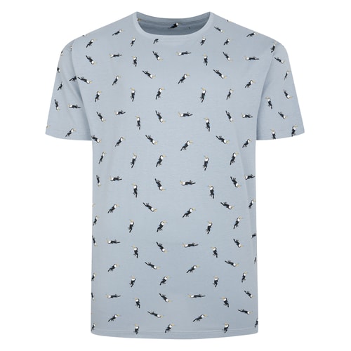 Bigdude AOP Toucan Print T-Shirt Light Blue Tall