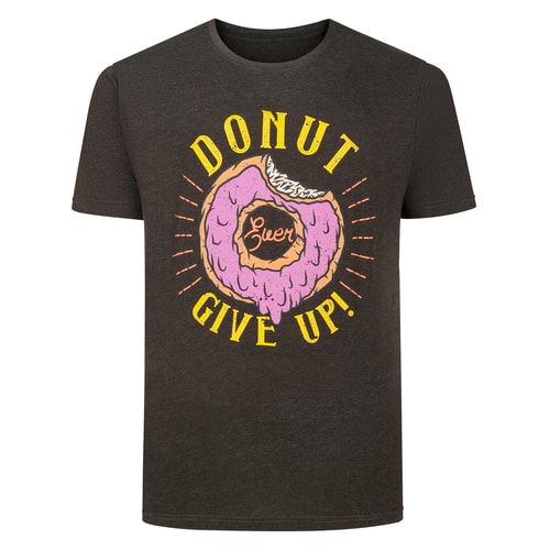 Bigdude Donut Give Up Print T-Shirt Charcoal Marl