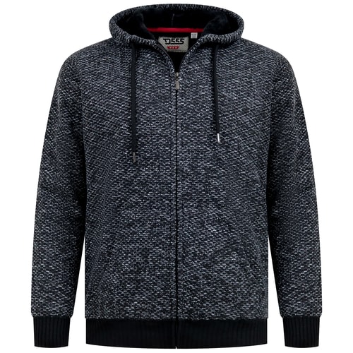 D555 Fareham Knitted Hoodie With Sherpa Lining Black