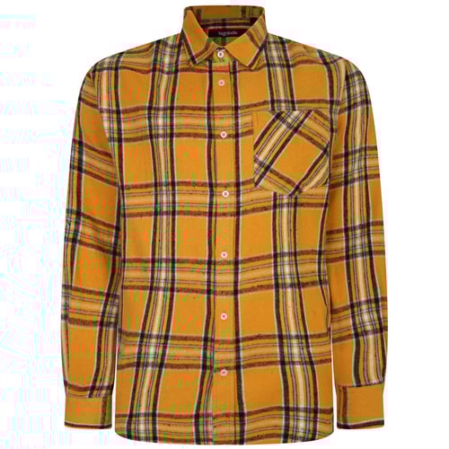 Bigdude Summer Long Sleeve Flannel Shirt Yellow Tall