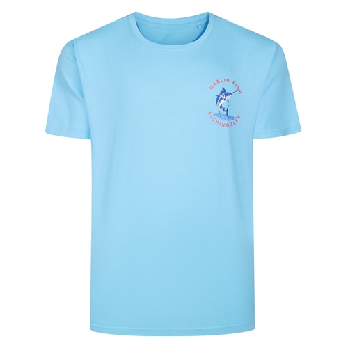 Bigdude Marlin Small Chest Print T-Shirt Sky Blue