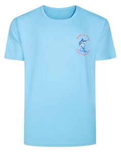 Bigdude Marlin Small Chest Print T-Shirt Sky Blue