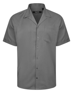 Bigdude Cuban Collar Soft Linen Look Shirt Charcoal