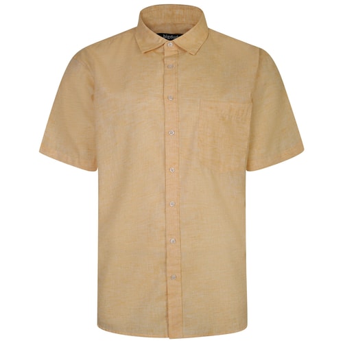 Bigdude Short Sleeve Milton Linen Summer Shirt Peach Tall