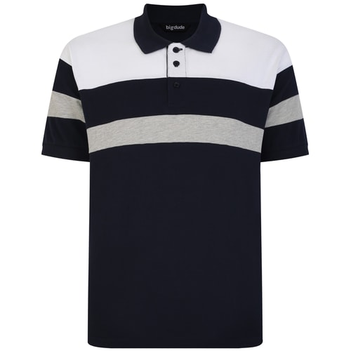 Bigdude Colour Block Polo Shirt Navy
