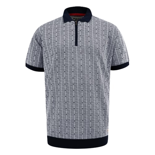 D555 Perry Jacquard Knitted Polo Shirt Navy