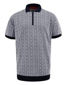 D555 Perry Jacquard Knitted Polo Shirt Navy