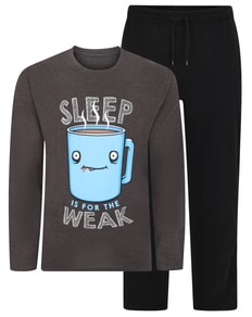 Bigdude Printed PJ Set Charcoal/Black