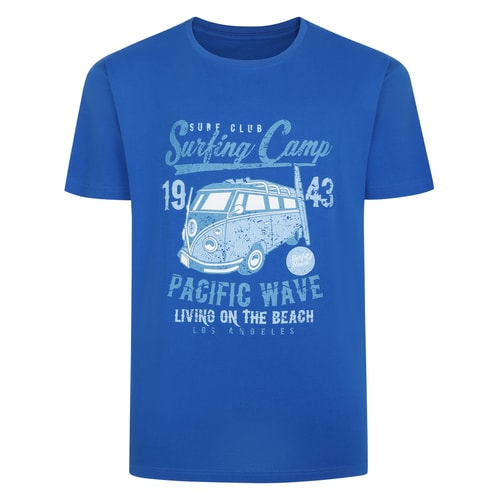 Bigdude Surfing Camp Print T-Shirt Royal Blue Tall