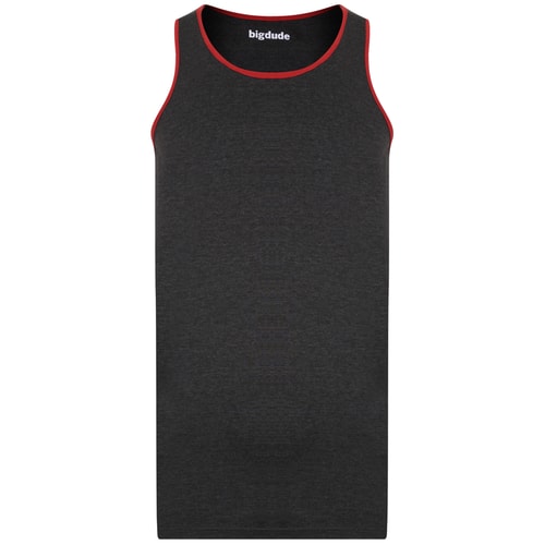 Bigdude Marl Vest With Contrast Binding Charcoal Tall