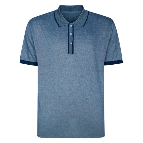 Bigdude Contrast Stripe Tipped Polo Shirt Navy/Light Blue