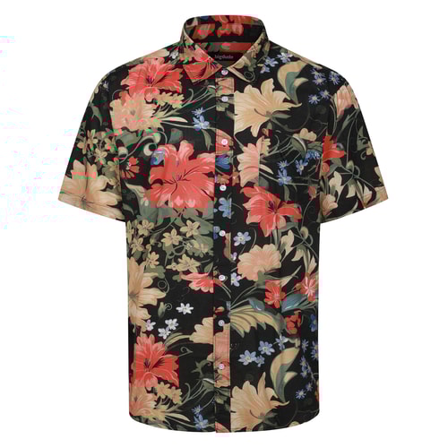 Bigdude Classic Floral Short Sleeve Shirt Black