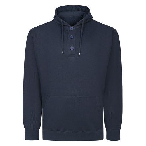 Bigdude Waffle Button Front Hoodie Navy